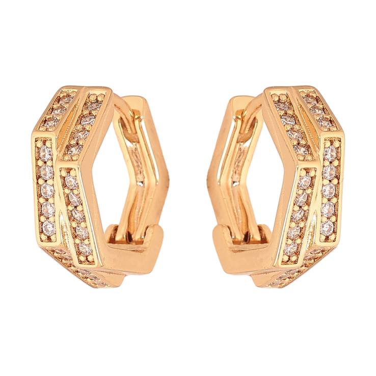 Серьги Xuping цвет Позолота 18К колечки "Узор с кристаллами" фото №10