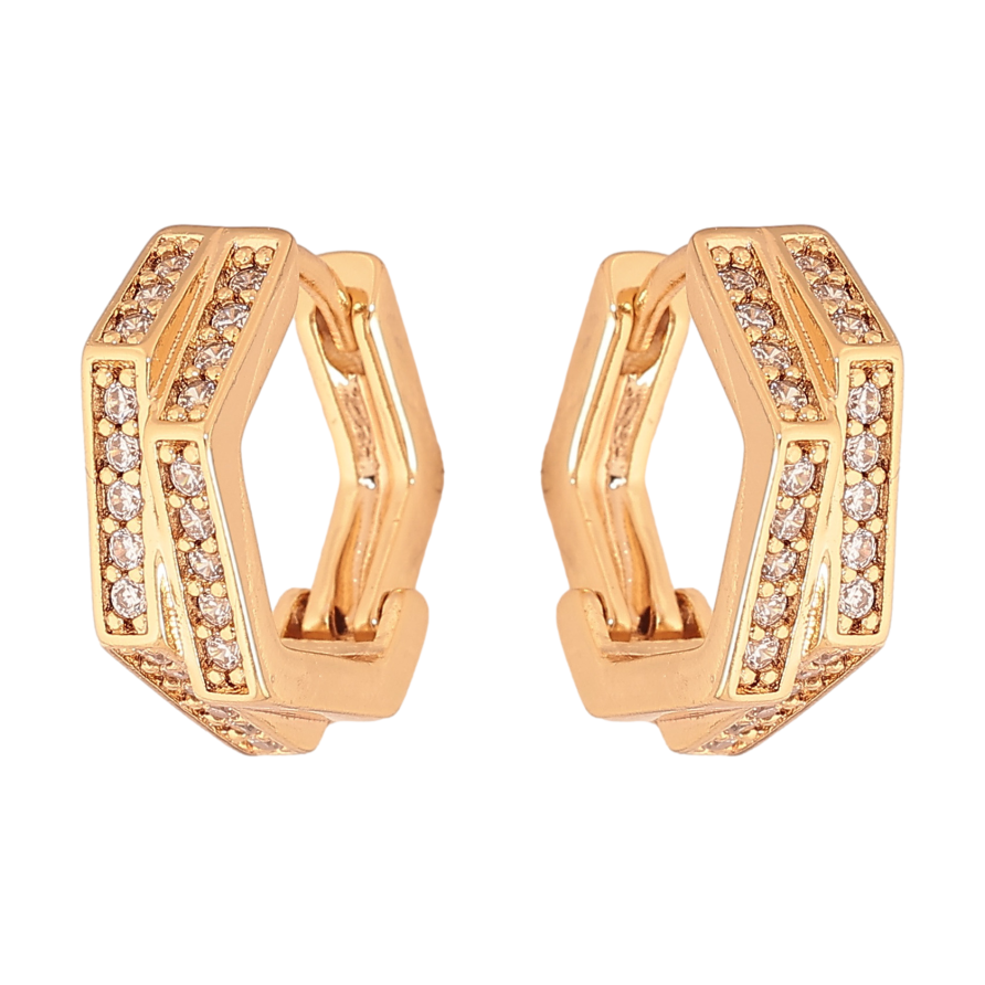 Сережки Xuping колір Позолота 18К колечка "Візерунок з кристалами" фото №1