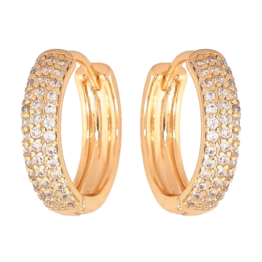 Серьги Xuping цвет Позолота 18К колечки "Инкрустация кристаллами" фото №1