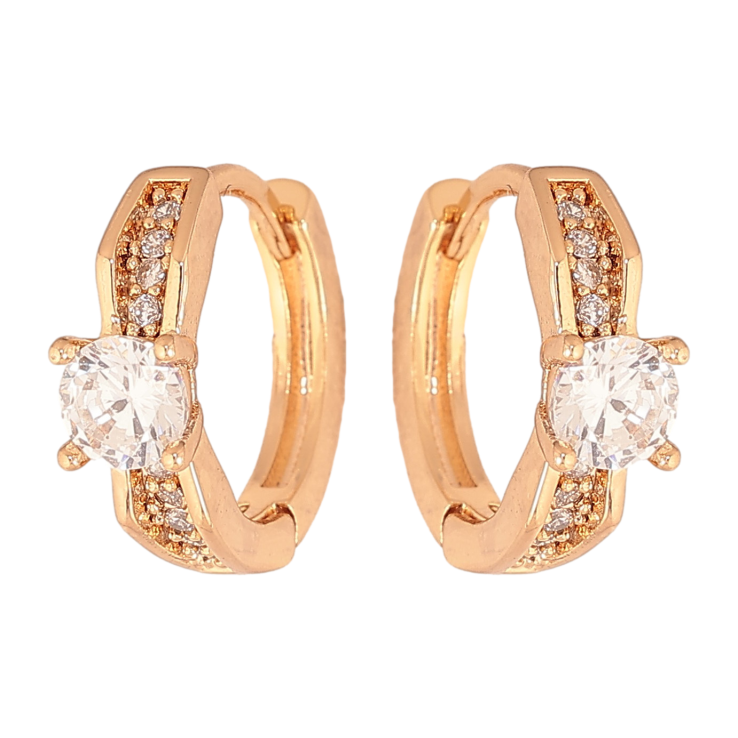 Сережки Xuping колір Позолота 18К колечка "Візерунок з кристалами" фото №13