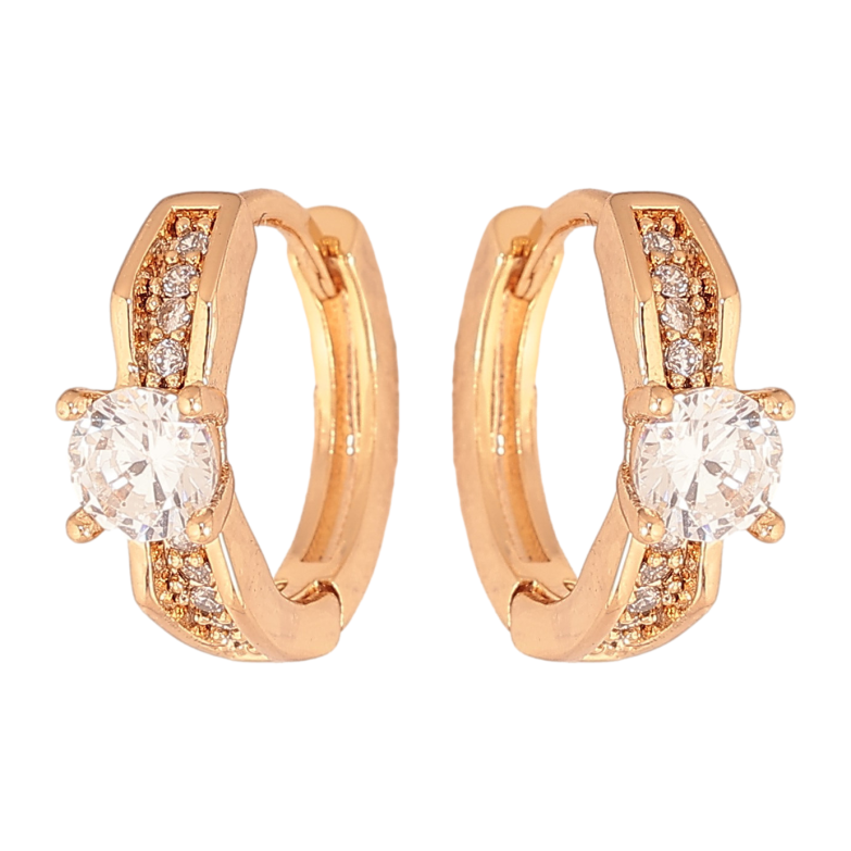 Сережки Xuping колір Позолота 18К колечка "Візерунок з кристалами" фото №1