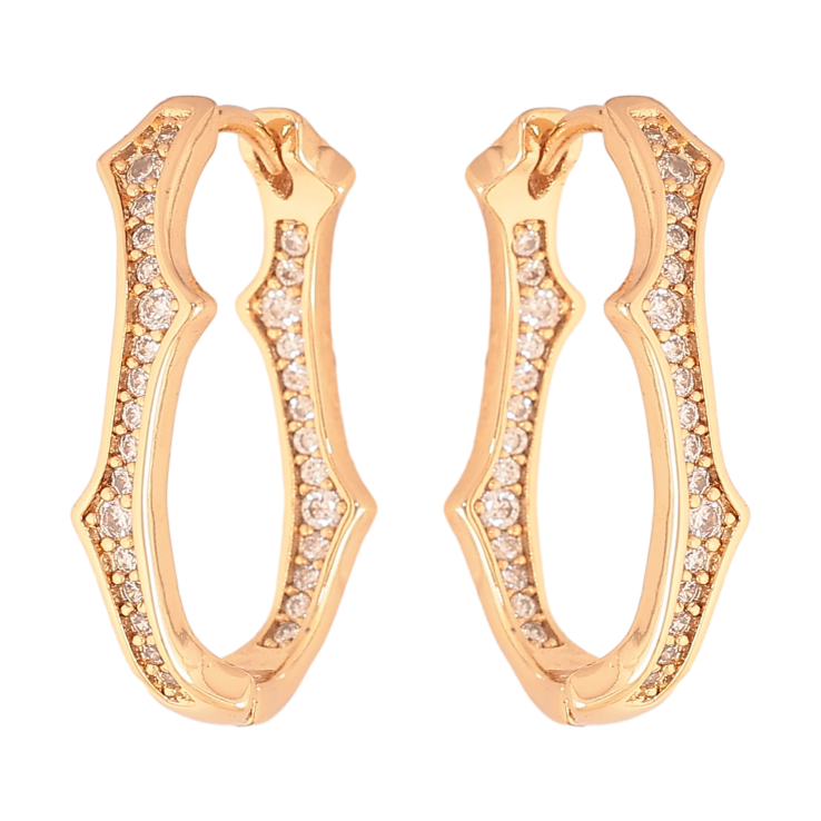 Сережки Xuping колір Позолота 18К колечка "Візерунок з кристалами" фото №12