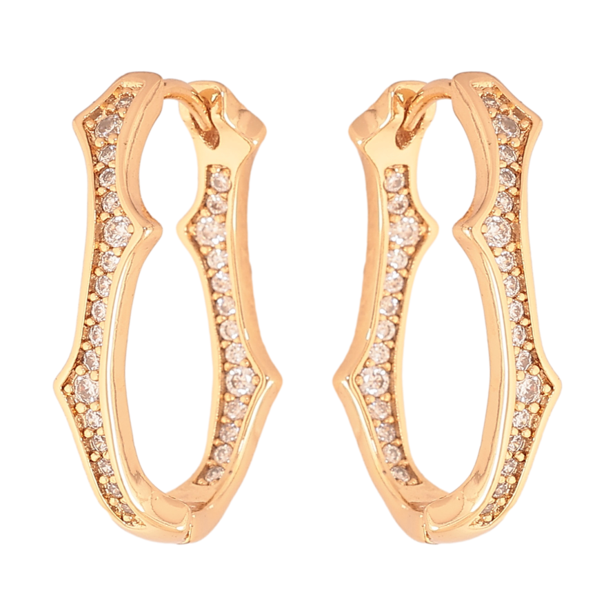 Серьги Xuping цвет Позолота 18К колечки "Узор с кристаллами" фото №1 Серьги Xuping цвет Позолота 18К колечки "Узор с кристаллами" фото №1