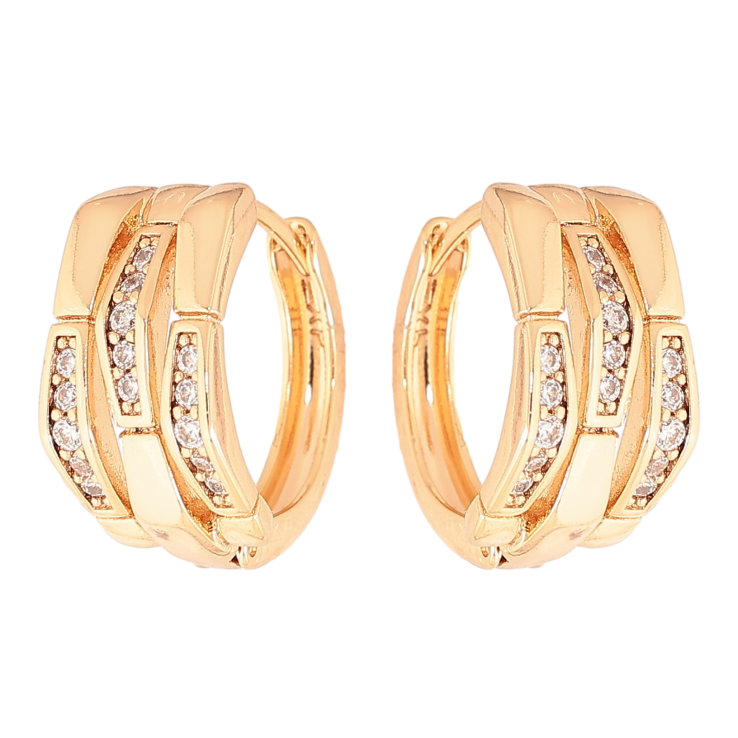 Сережки Xuping колір Позолота 18К колечка "Візерунок з кристалами" фото №11