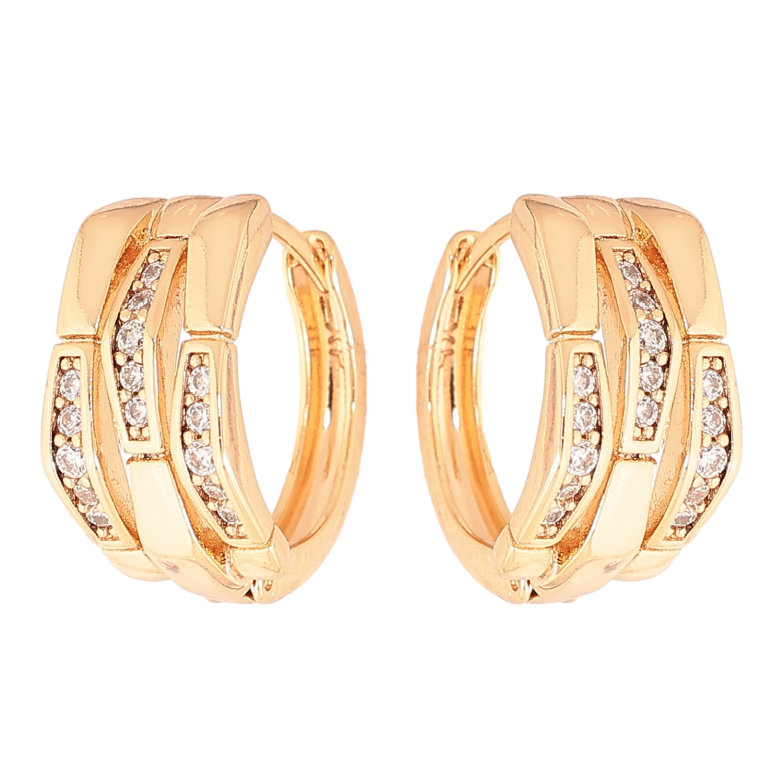 Сережки Xuping колір Позолота 18К колечка "Візерунок з кристалами" фото №5