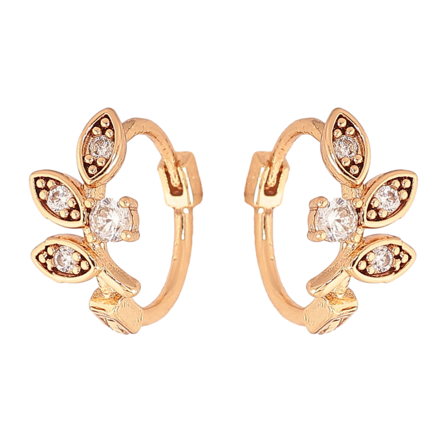 Серьги Xuping цвет Позолота 18К колечки "Веточки с кристаллами" фото №1 Серьги Xuping цвет Позолота 18К колечки "Веточки с кристаллами" фото №1