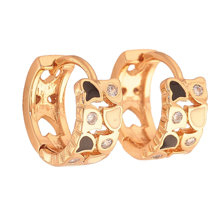 Серьги Xuping цвет Позолота 18К колечки "Узор с кристаллами и эмалью" на одну сторону фото №25