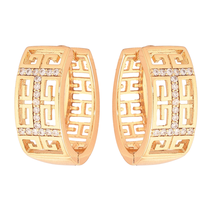 Сережки Xuping колір Позолота 18К колечка "Візерунок з кристалами" фото №21