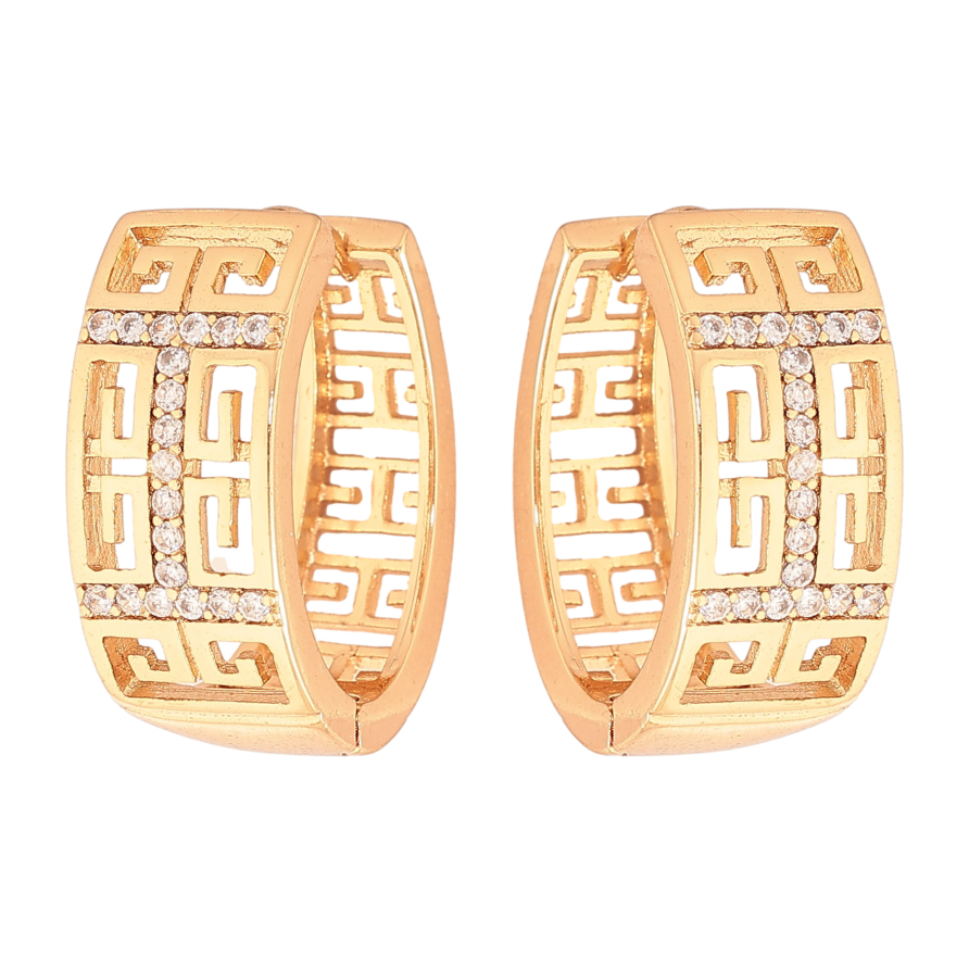 Сережки Xuping колір Позолота 18К колечка "Візерунок з кристалами" фото №1