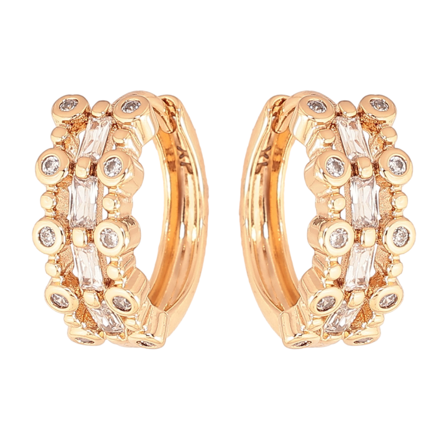 Сережки Xuping колір Позолота 18К колечка "Візерунок з кристалами" фото №1