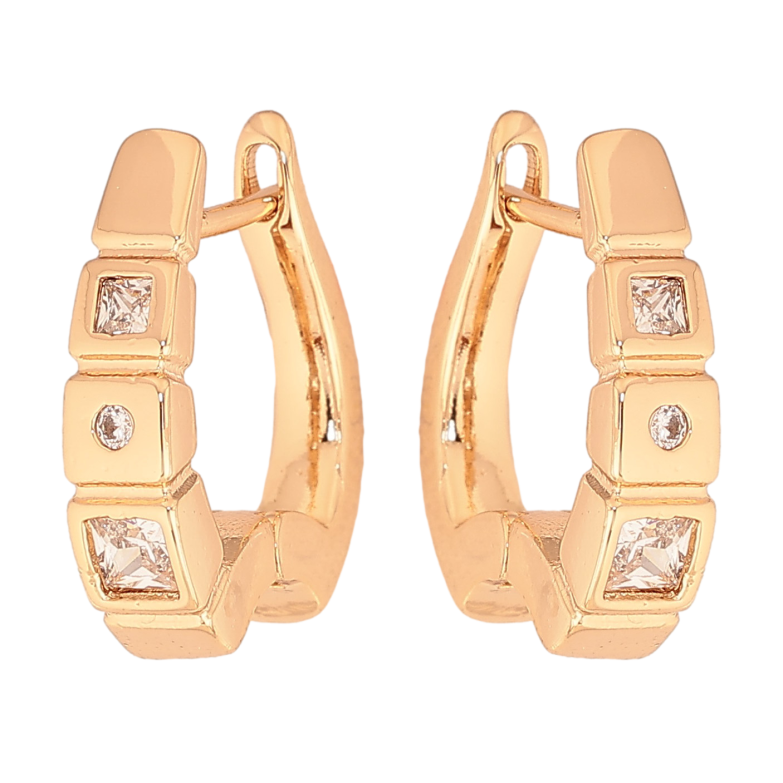 Серьги Xuping цвет Позолота 18К английський замок "Узор с кристаллами" фото №11