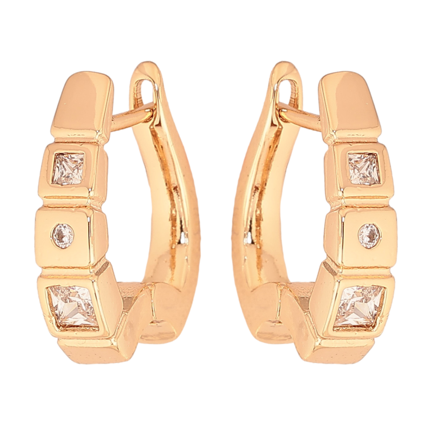 Серьги Xuping цвет Позолота 18К английський замок "Узор с кристаллами" фото №1