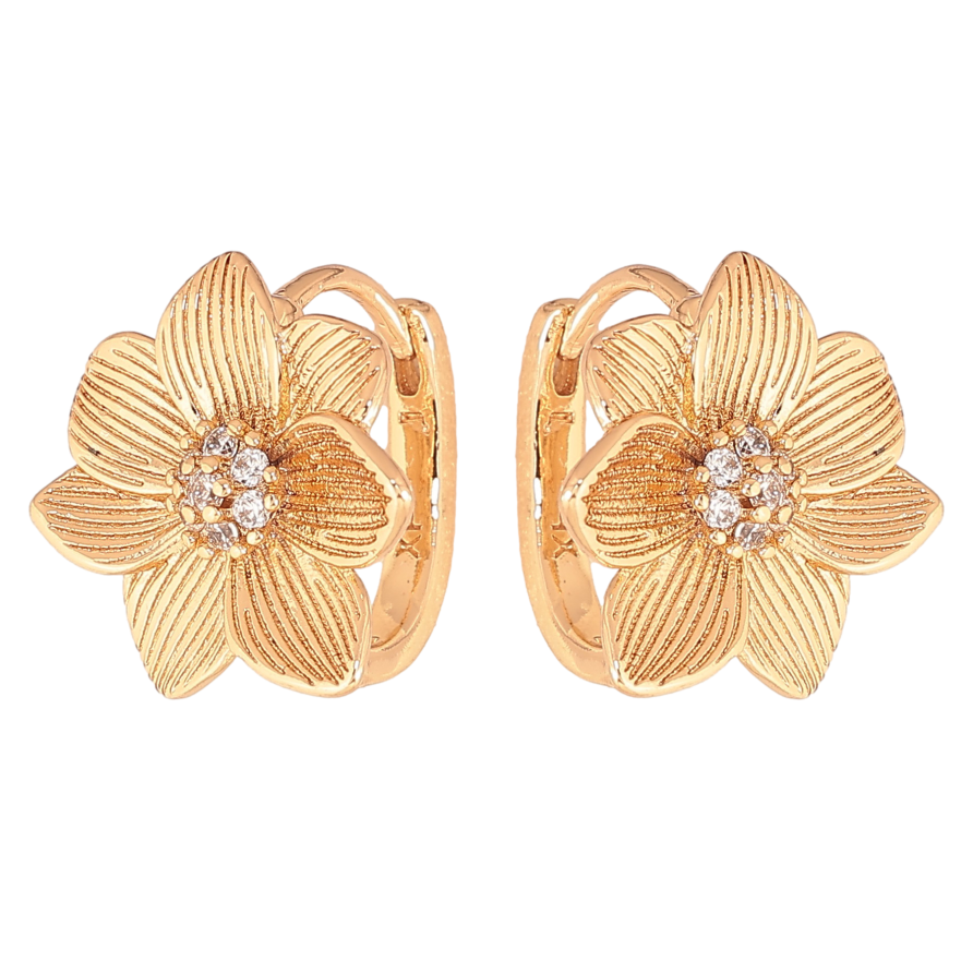 Серьги Xuping цвет Позолота 18К колечки "Цветок" фото №1 Серьги Xuping цвет Позолота 18К колечки "Цветок" фото №1