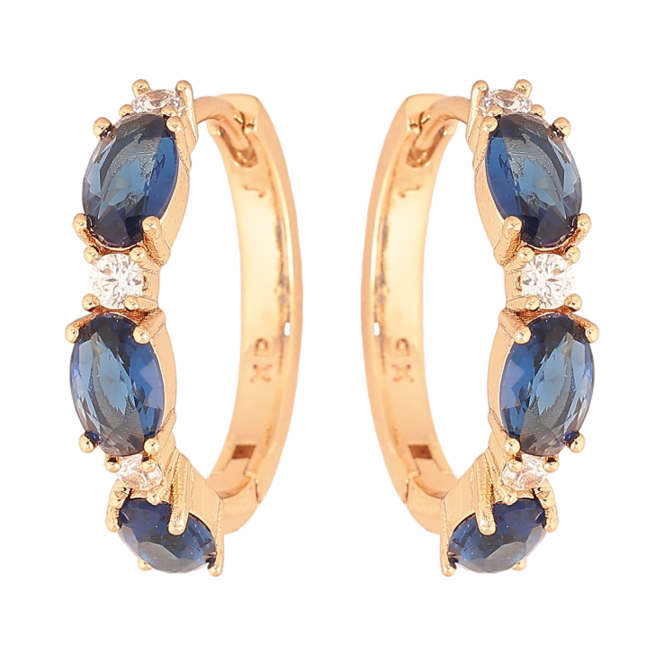 Сережки Xuping колір Позолота 18K колечка "Візерунок з синіми кристалами" фото №17 Сережки Xuping колір Позолота 18K колечка "Візерунок з синіми кристалами" фото №17