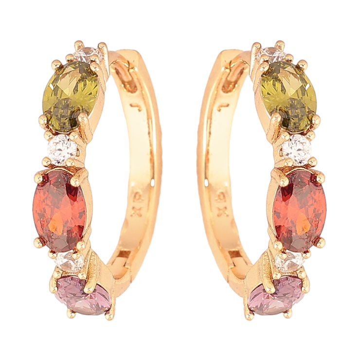 Сережки Xuping колір Позолота 18K колечка "Візерунок з різнокольоровими кристалами" фото №16 Сережки Xuping колір Позолота 18K колечка "Візерунок з різнокольоровими кристалами" фото №16