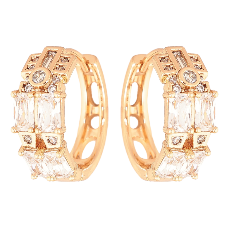 Серьги Xuping цвет Позолота 18К колечки "Узор с кристаллами" фото №1 Серьги Xuping цвет Позолота 18К колечки "Узор с кристаллами" фото №1