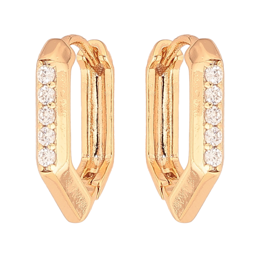 Серьги Xuping цвет Позолота 18К колечки "Узор с кристаллами" фото №1