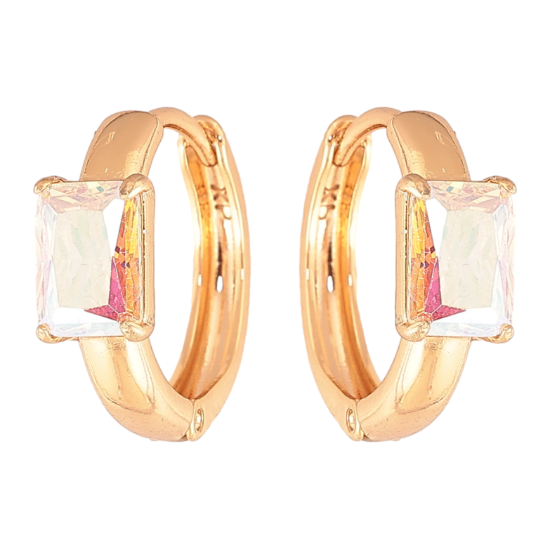 Сережки Xuping колір Позолота 18K колечка "Візерунок з райдужними кристалами" фото №1