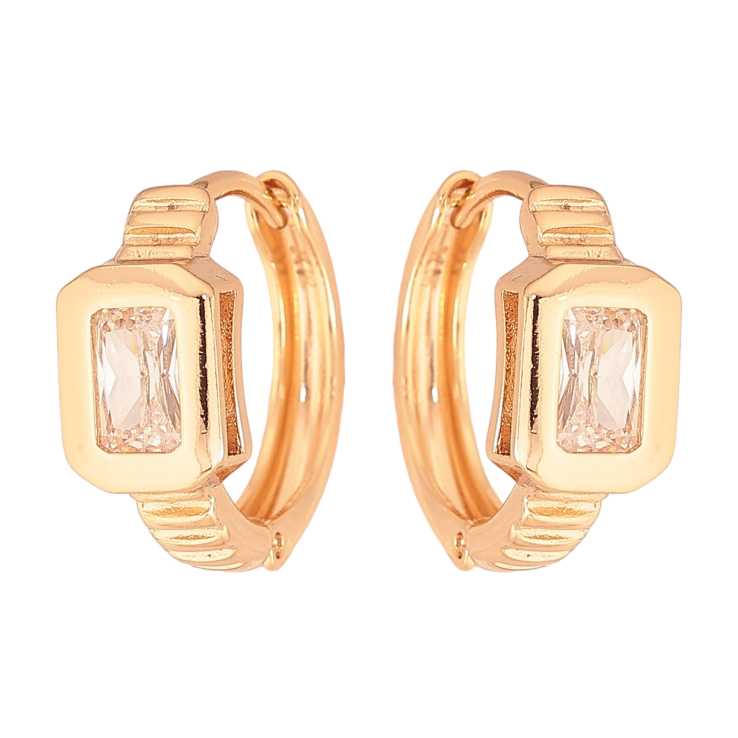 Серьги Xuping цвет Позолота 18К колечки "Вставка кристалл" фото №17