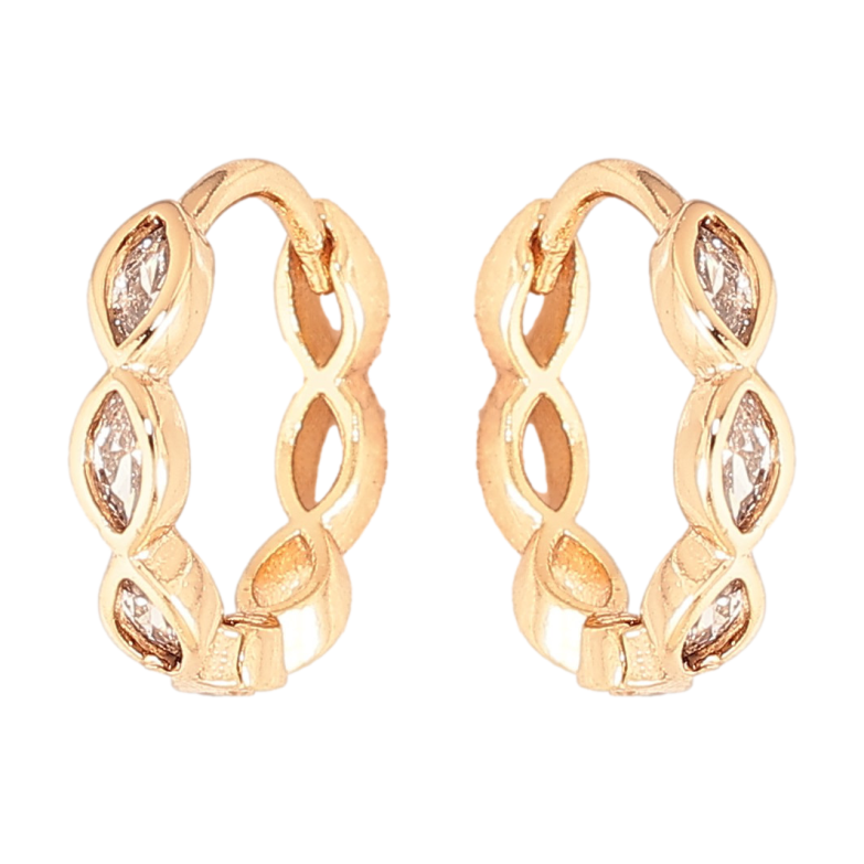 Сережки Xuping колір Позолота 18К колечка "Візерунок з кристалами" фото №1