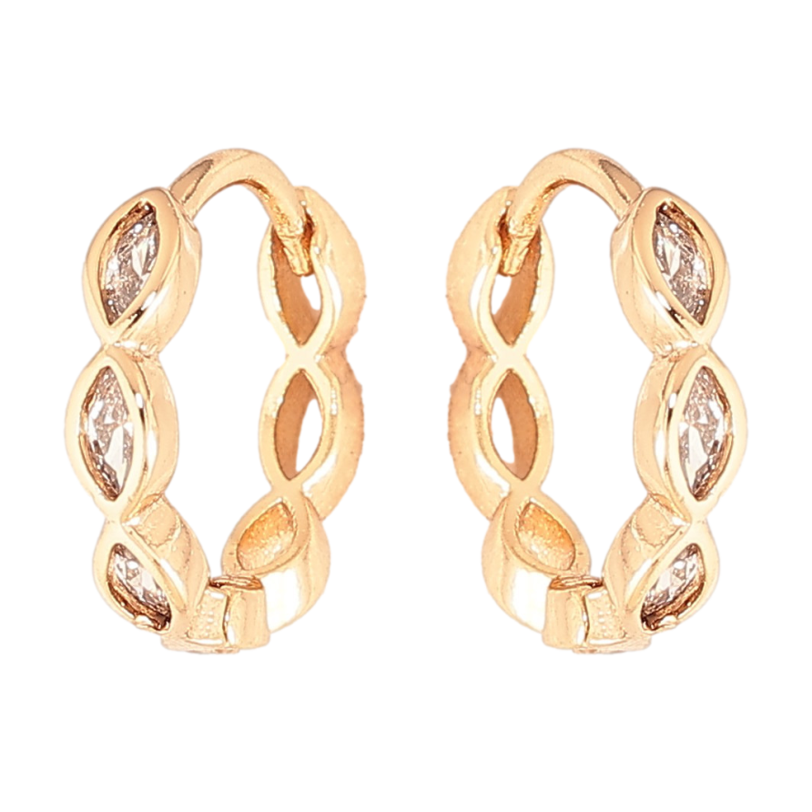 Сережки Xuping колір Позолота 18К колечка "Візерунок з кристалами" фото №1