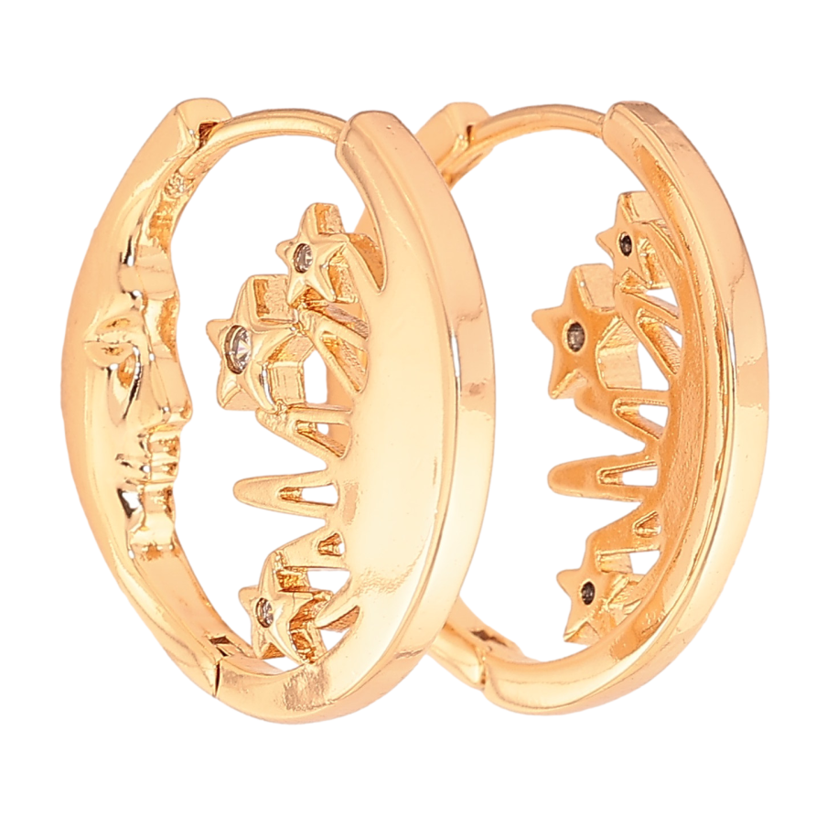 Серьги Xuping цвет Позолота 18К колечки "Боковой узор" фото №1 Серьги Xuping цвет Позолота 18К колечки "Боковой узор" фото №1