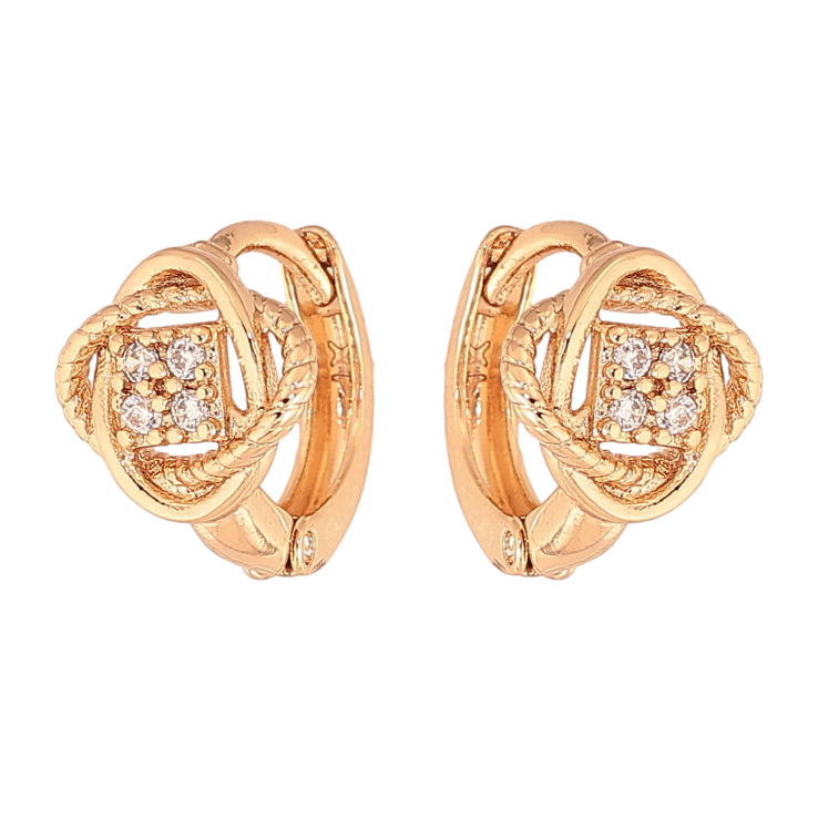 Серьги Xuping цвет Позолота 18К колечки "Цветочки с кристаллами" фото №19