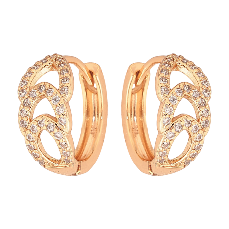 Серьги Xuping цвет Позолота 18К колечки "Узор с кристаллами" фото №9