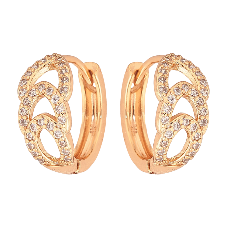 Сережки Xuping колір Позолота 18К колечка "Візерунок з кристалами" фото №1