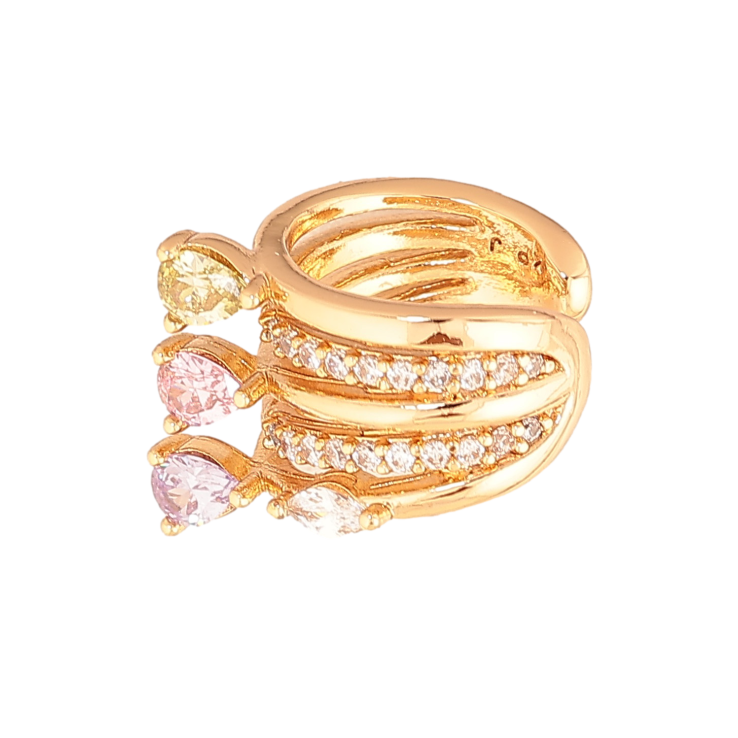 Сережки Xuping колір Позолота 18K моно-кафа "Візерунок з різнокольоровими кристалами" (1 шт) - text_photo_image 18