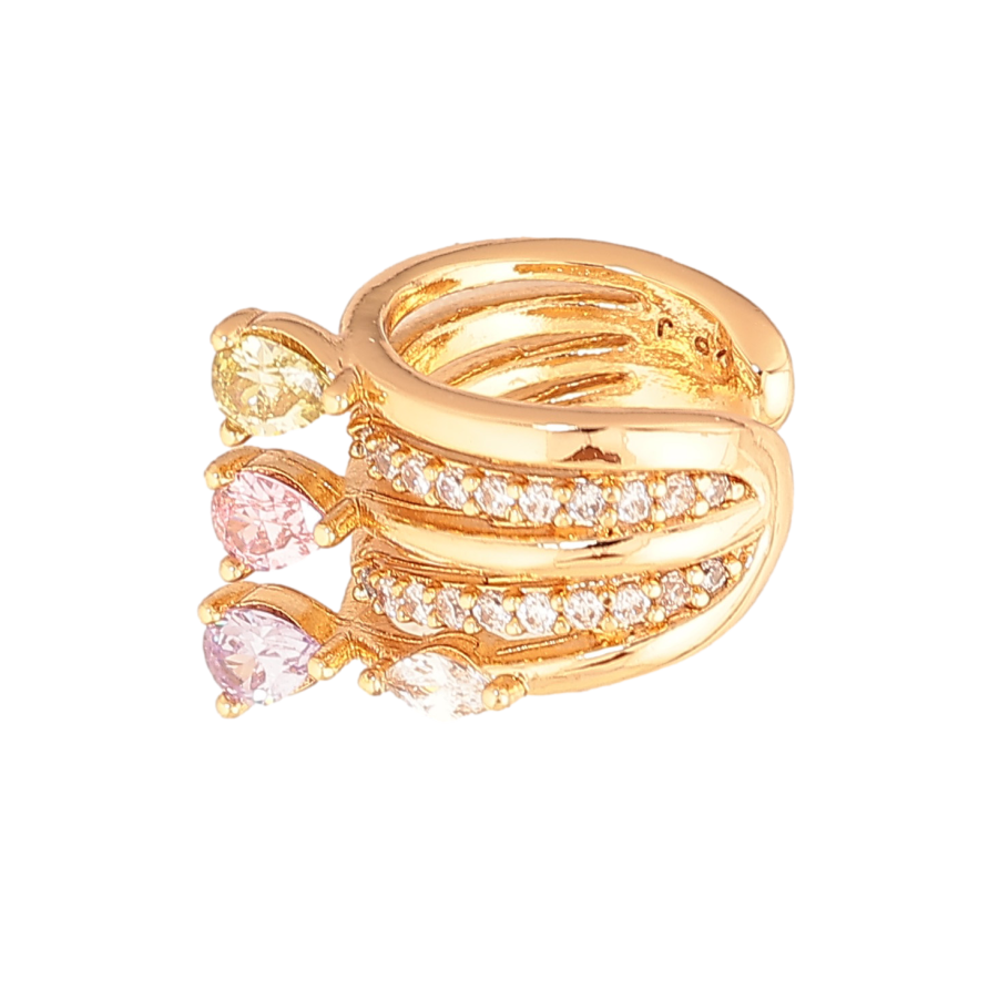 Сережки Xuping колір Позолота 18K моно-кафа "Візерунок з різнокольоровими кристалами" (1 шт) фото №1 Сережки Xuping колір Позолота 18K моно-кафа "Візерунок з різнокольоровими кристалами" (1 шт) фото №1