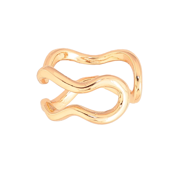 Сережки Xuping колір Позолота 18К моно-каффа "Хвилі" (1шт) фото №7