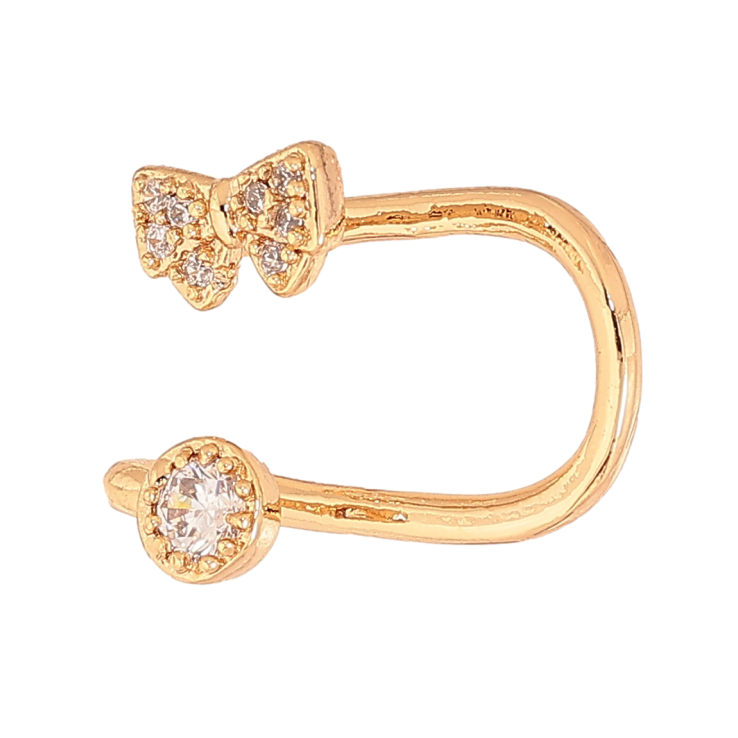 Сережки Xuping колір Позолота 18К моно-каффа "Бант з кристалами" (1шт) фото №15