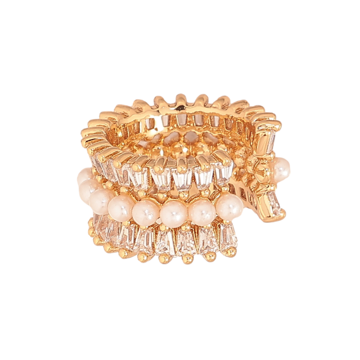 Сережки Xuping колір Позолота 18K моно-каффа "Візерунок з кристалами та перлинами" фото №12 Сережки Xuping колір Позолота 18K моно-каффа "Візерунок з кристалами та перлинами" фото №12