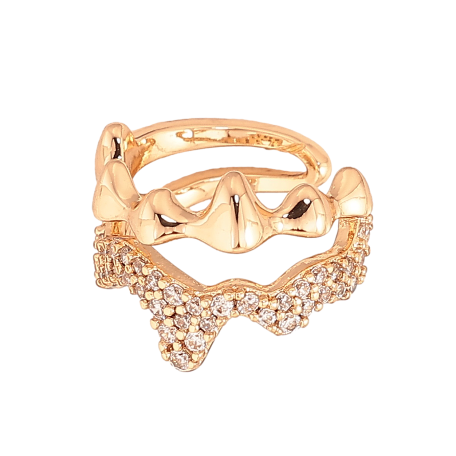 Сережки Xuping колір Позолота 18К моно-каффа "Візерунок з кристалами" (1шт) фото №1