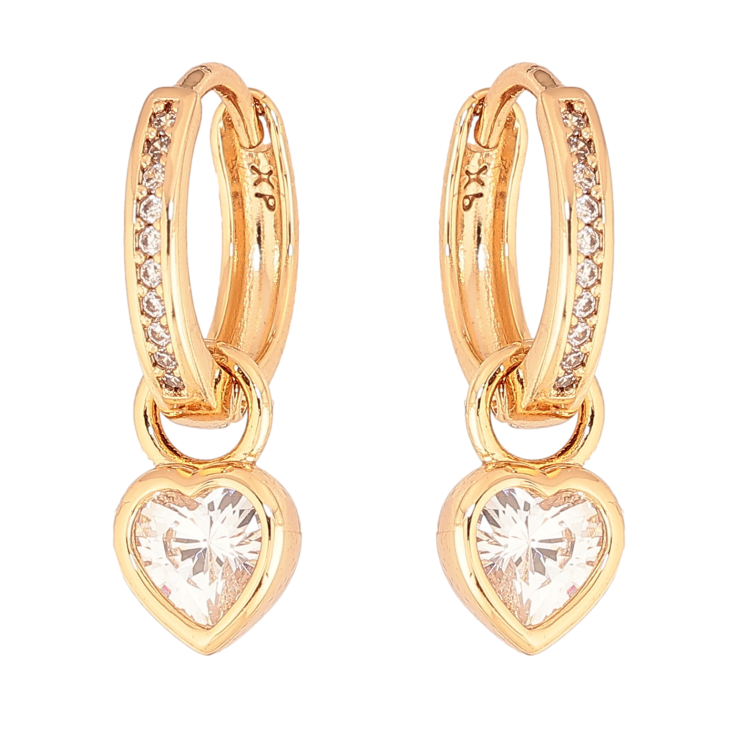 Сережки Xuping колір Позолота 18К підвіски на колечках "Кристальні серця" 2 в 1 фото №12 Сережки Xuping колір Позолота 18К підвіски на колечках "Кристальні серця" 2 в 1 фото №12