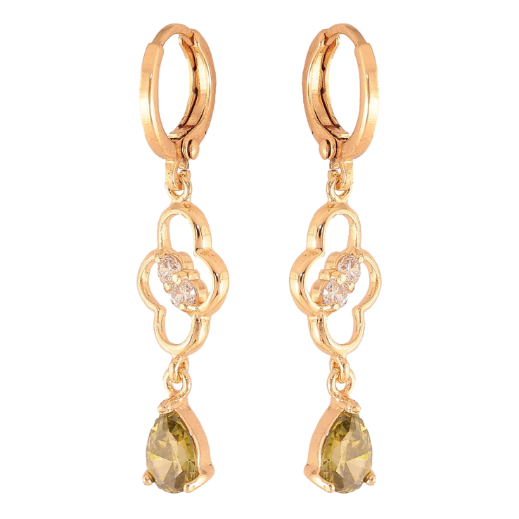 Серьги Xuping цвет Позолота 18К подвески на колечках "Подвески с оливковыми кристаллами" фото №12 Серьги Xuping цвет Позолота 18К подвески на колечках "Подвески с оливковыми кристаллами" фото №12