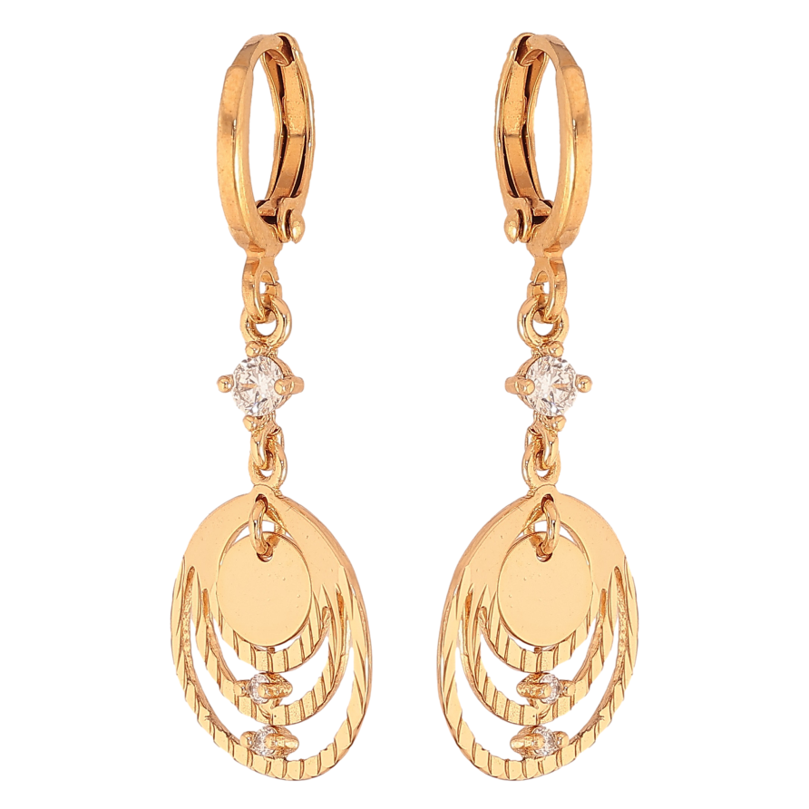 Сережки Xuping колір Позолота 18К підвіски на колечках "Овальні підвіски з кристалами" фото №1