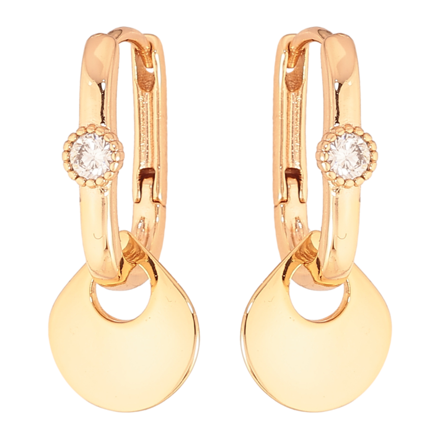 Сережки Xuping колір Позолота 18К підвіски на колечках "Декоративний візерунок з кристалами" 2 в 1 фото №1