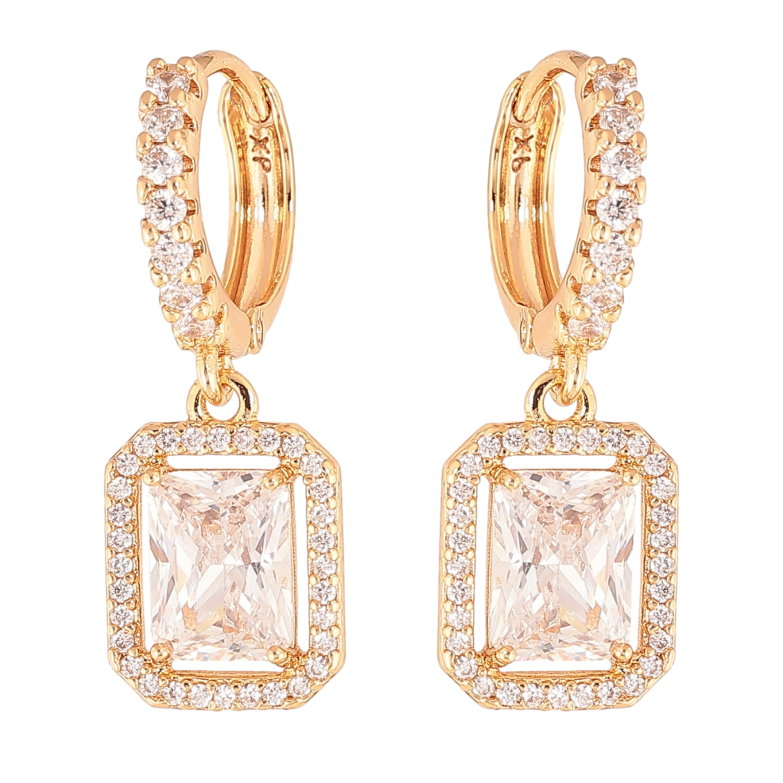 Сережки Xuping колір Позолота 18К підвіски на колечках "Інкрустація кристалами" фото №2