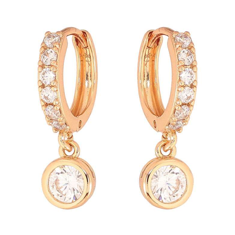 Сережки Xuping колір Позолота 18K підвіски на колечках "Кристали" ø 6мм фото №4