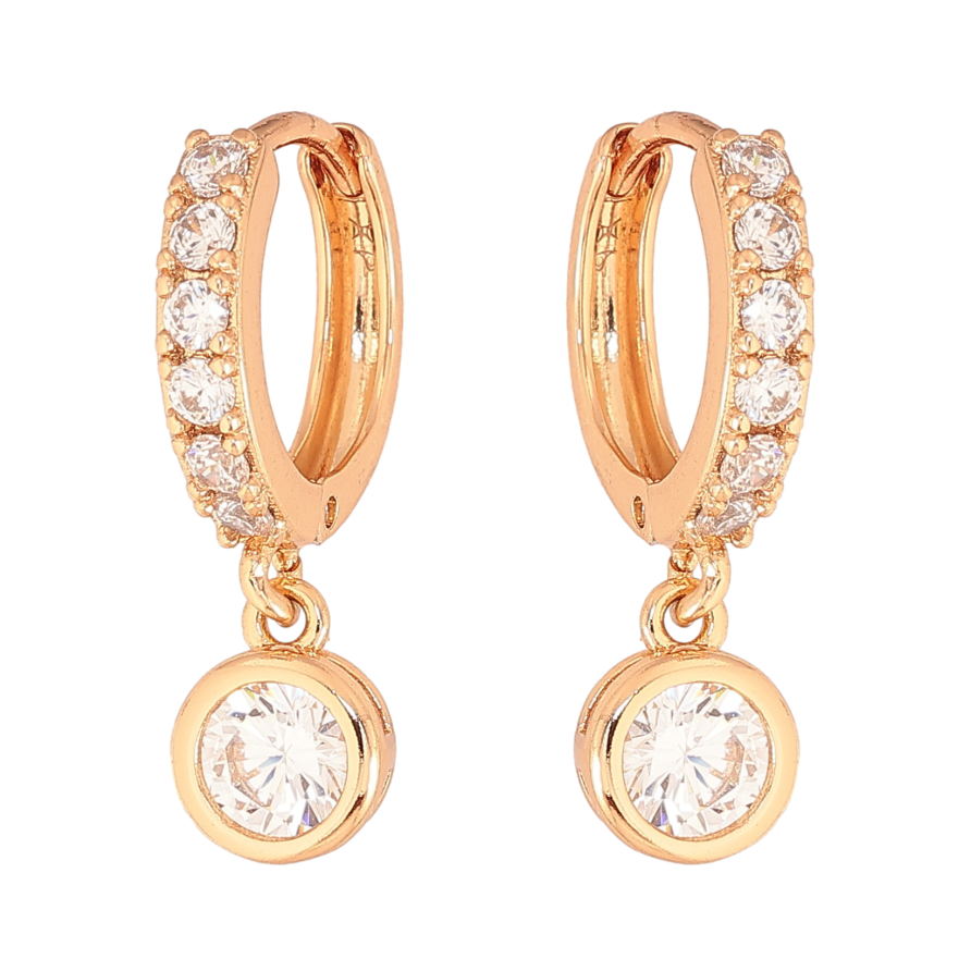 Сережки Xuping колір Позолота 18K підвіски на колечках "Кристали" ø 6мм фото №1