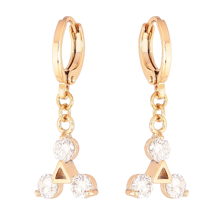 Сережки Xuping колір Позолота 18К підвіски на колечках "Візерунок з кристалами" фото №5