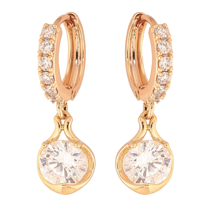 Сережки Xuping колір Позолота 18K підвіски на колечках "Кристальний блиск" фото №3 Сережки Xuping колір Позолота 18K підвіски на колечках "Кристальний блиск" фото №3