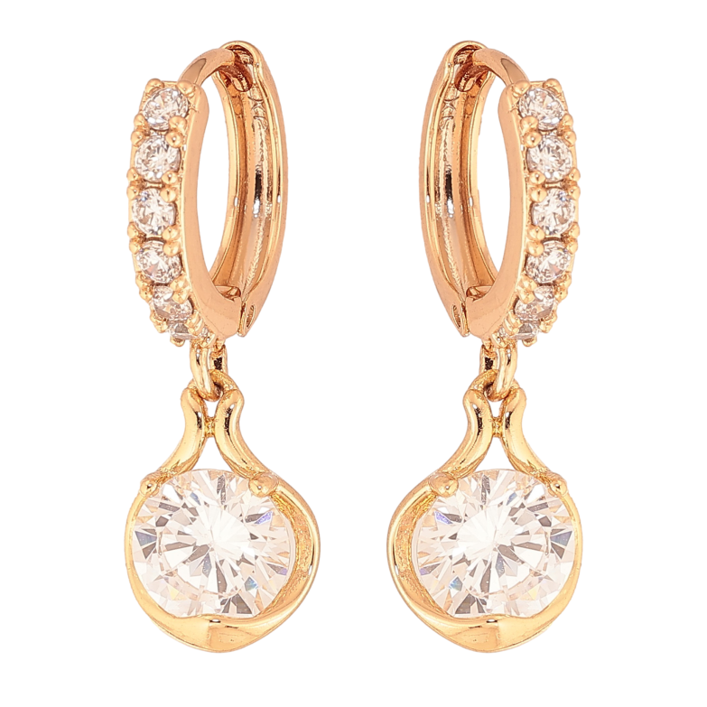 Серьги Xuping цвет Позолота 18K подвески на колечках "Кристальный блеск" фото №1 Серьги Xuping цвет Позолота 18K подвески на колечках "Кристальный блеск" фото №1