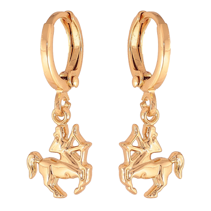 Сережки Xuping колір Позолота 18К підвіски на колечках "Знак Зодіаку Стрілець" фото №2 Сережки Xuping колір Позолота 18К підвіски на колечках "Знак Зодіаку Стрілець" фото №2