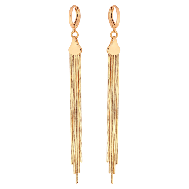 Сережки Xuping колір Позолота 18К підвіски на колечках "П'ять ланцюжків" фото №19