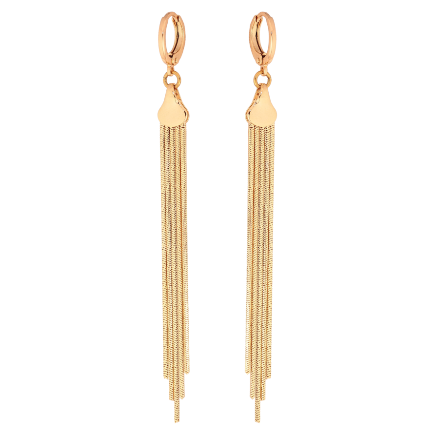 Сережки Xuping колір Позолота 18К підвіски на колечках "П'ять ланцюжків" фото №1