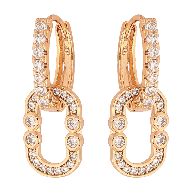 Сережки Xuping колір Позолота 18K підвіски на колечках "Декоративні підвіски з кристалами" 2 в 1 фото №24