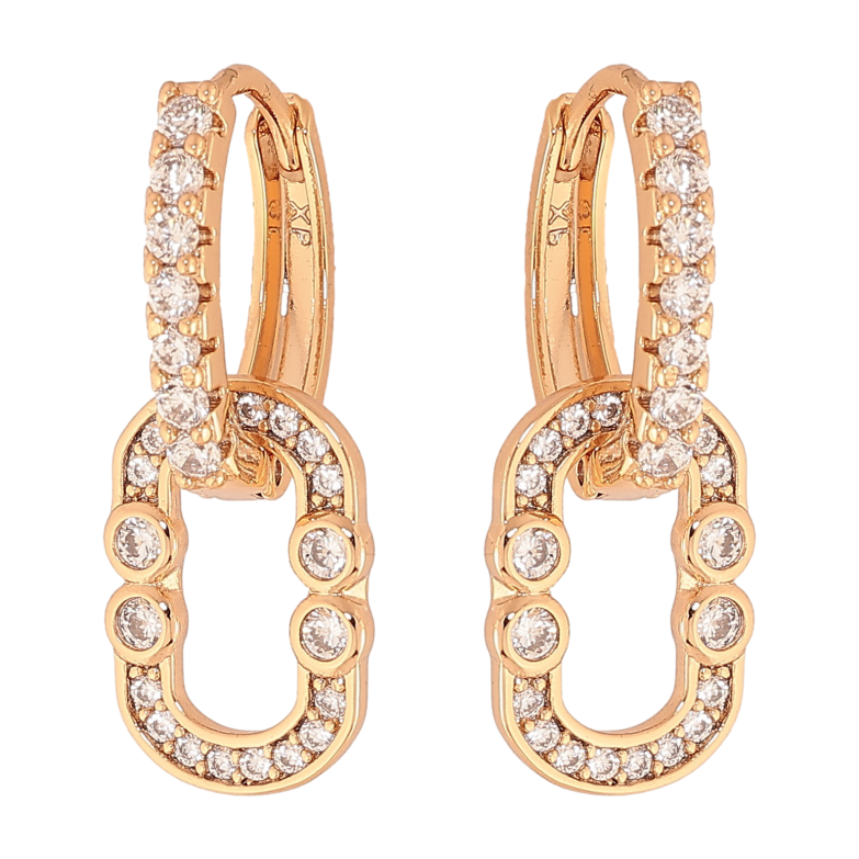 Сережки Xuping колір Позолота 18K підвіски на колечках "Декоративні підвіски з кристалами" 2 в 1 фото №2